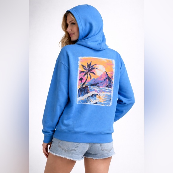 Wild Fable Vibrant Blue Hoodie-Coastal Surf - Picture 7 of 8